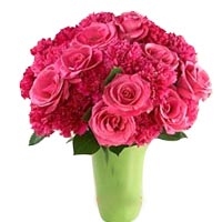 Breathtaking Flora Jeweled Bouquet of Hot Pink Flowers