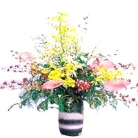 Romantic Bouquet of Colorful Flowers in a Vase