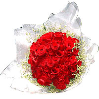 Blossoming Fifty Valentines Red Roses Bouquet