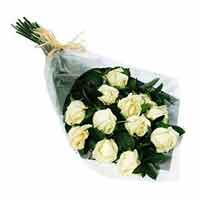 Stylish Velvety Touch 12 White Roses Bouquet