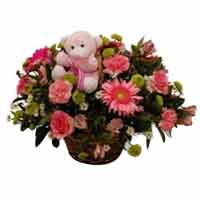 Attention-Getting Flower Basket with a Cute Teddy